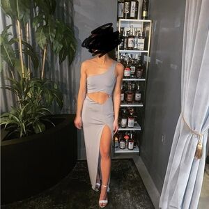 Superdown Silver One-Shoulder Maxi Dress